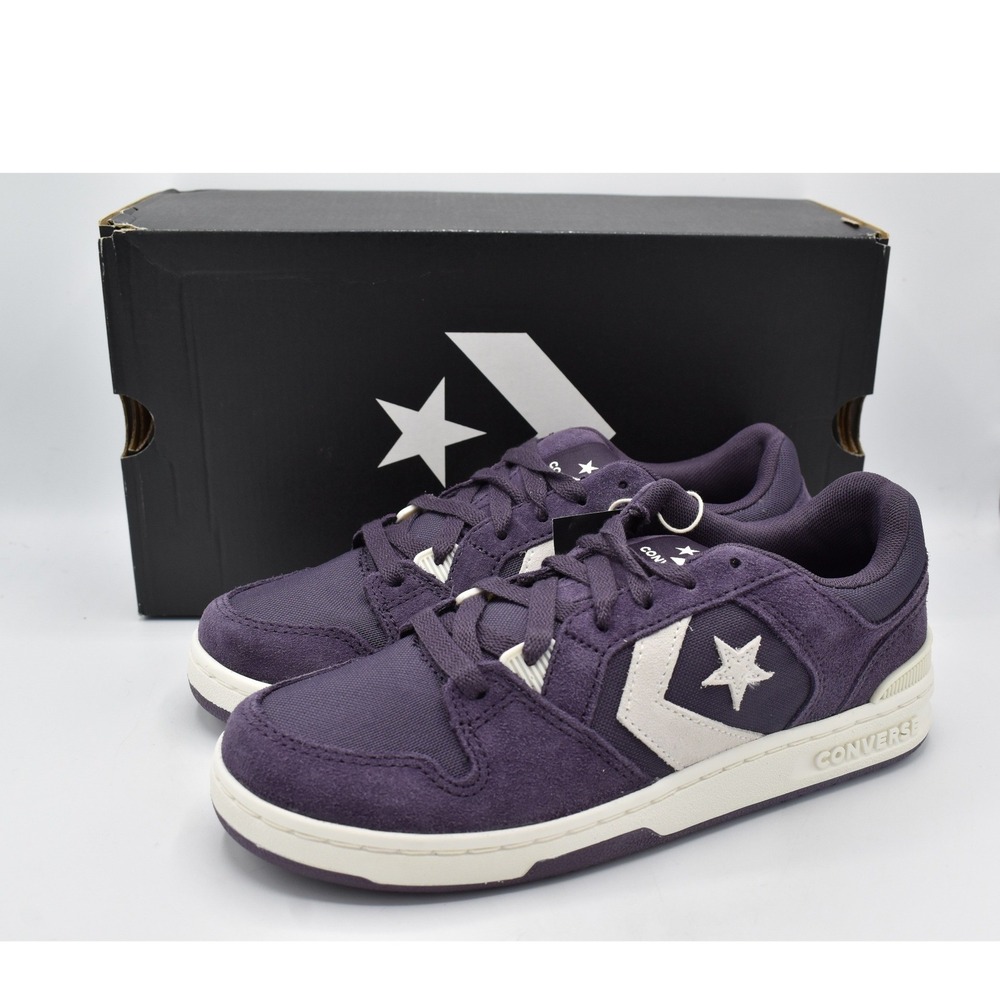 Converse Women Size 8 CL98 OX Suede Low Top Purple White Skate Shoe Sneakers Y2K